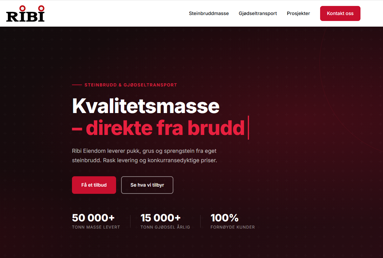 Ribi Eiendom – nettside laget av Vestavik IT