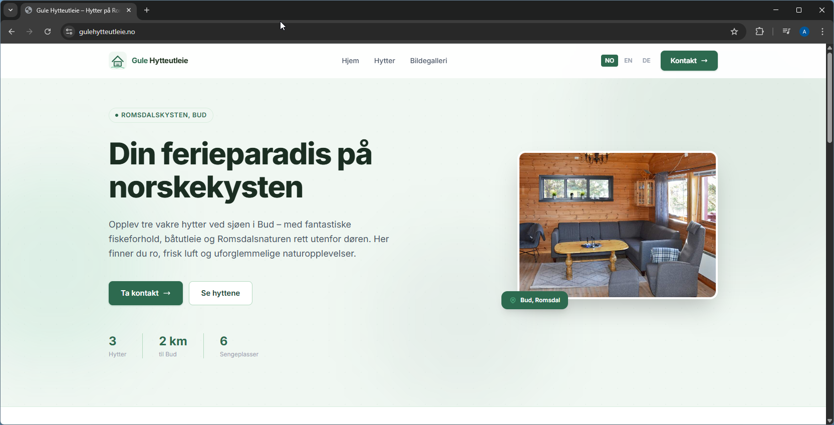 Gule Hytteutleie – nettside laget av Vestavik IT